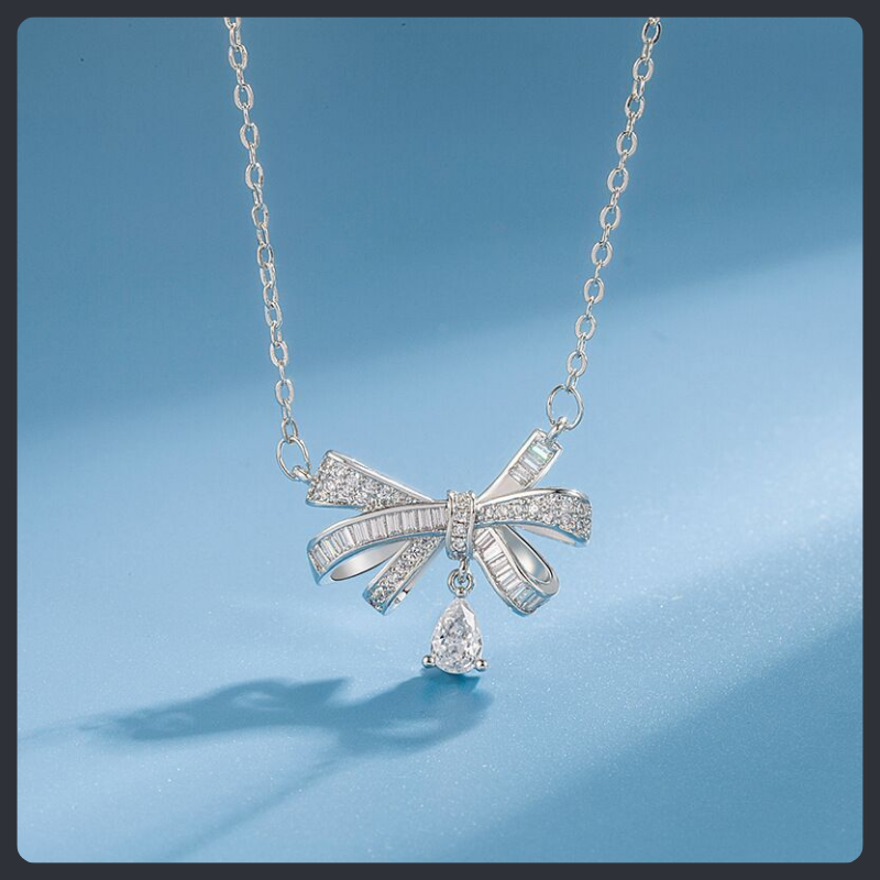 Bow ZC Pendant Necklace sterling silver 925 plated 316L