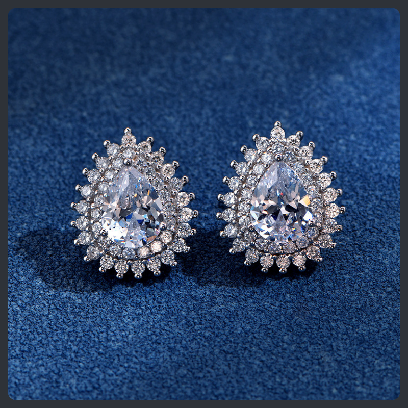 Pear Shape ZC Jewelry Set sterling silver 925 plated 316L