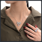 Bow ZC Pendant Necklace sterling silver 925 plated 316L
