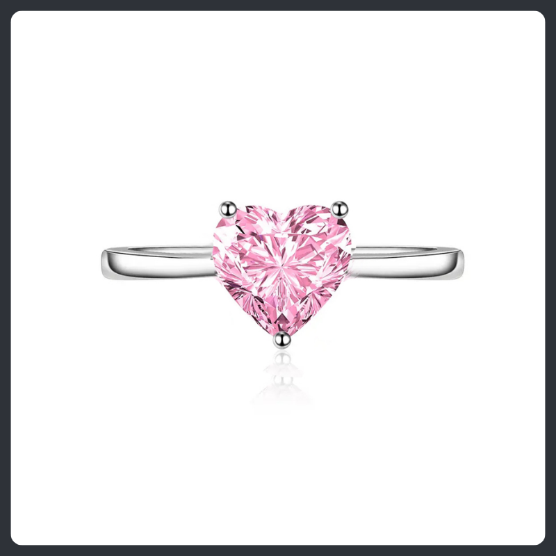 Pink Heart ZC Ring sterling silver 925 plated 316L