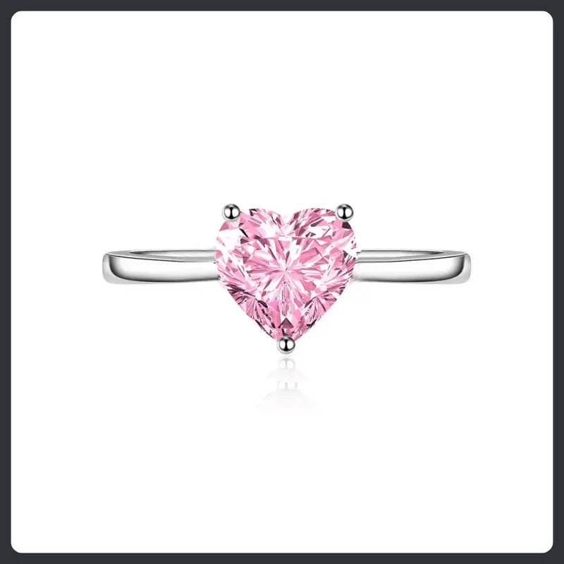 Pink Heart ZC Ring silver 925 plated 316L