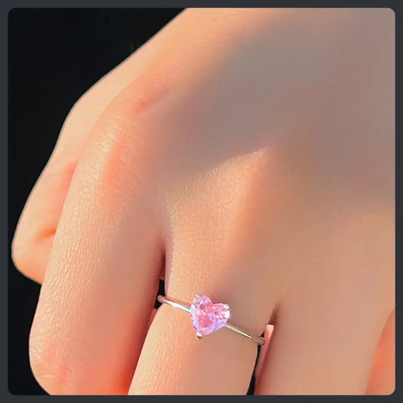 Pink Heart ZC Ring silver 925 plated 316L Secondary image
