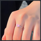 Pink Heart ZC Ring silver 925 plated 316L