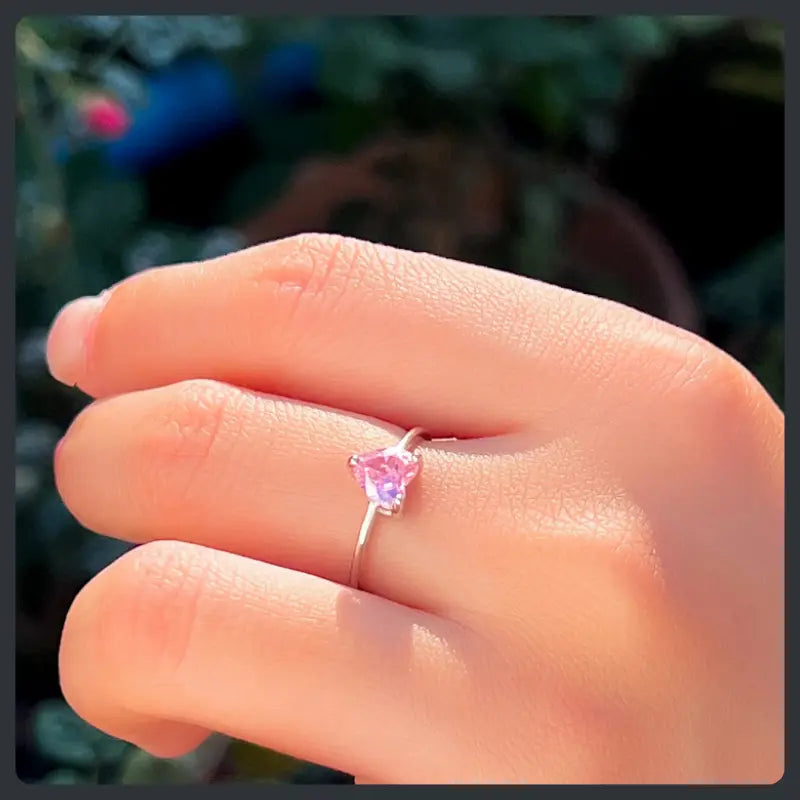 Pink Heart ZC Ring silver 925 plated 316L Main image