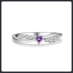 Elegant Purple Heart ZC Ring sterling silver 925 plated 316L