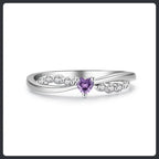 Elegant Purple Heart ZC Ring silver plated 316L