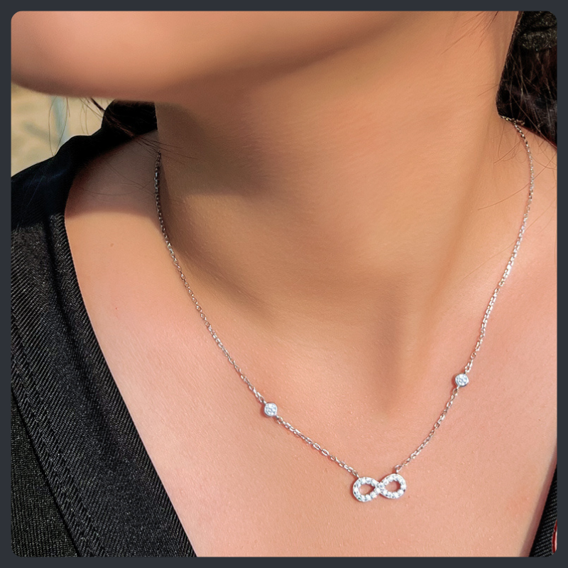 Sparkling Infinity ZC Necklace sterling silver 925 plated 316L
