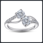 Two Stone ZC Ring sterling silver 925 plated 316L