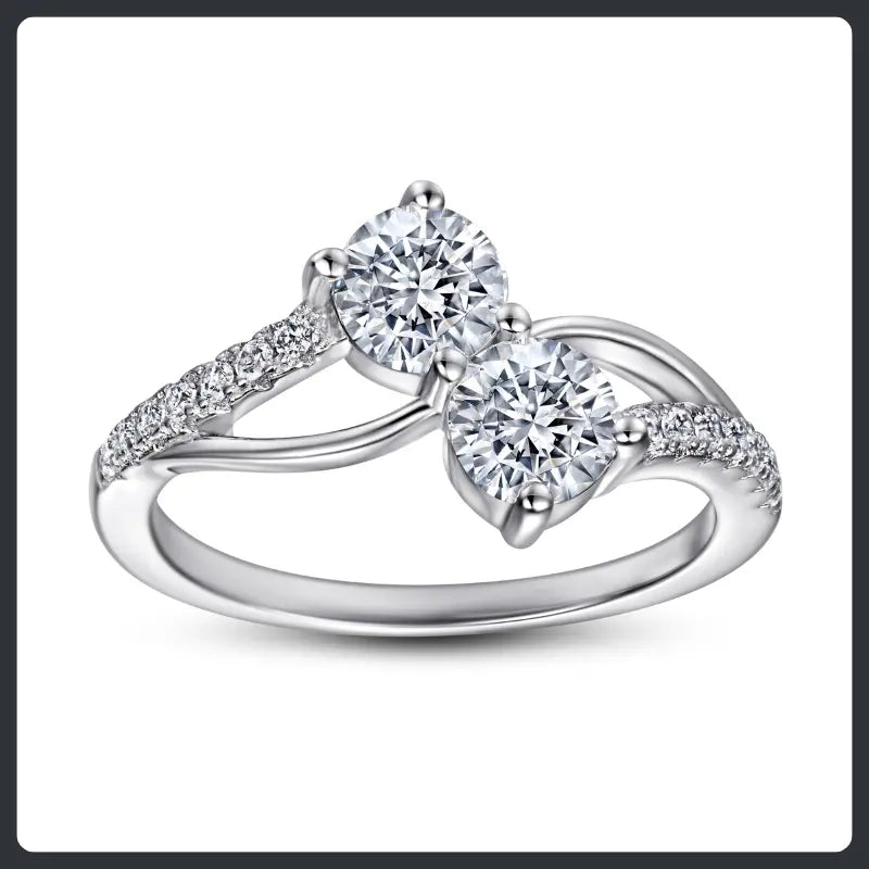 Two Stone ZC Ring silver plated 316L