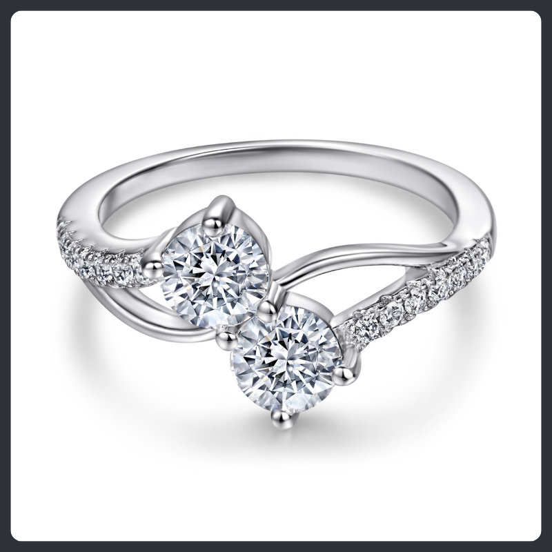 Two Stone ZC Ring sterling silver 925 plated 316L