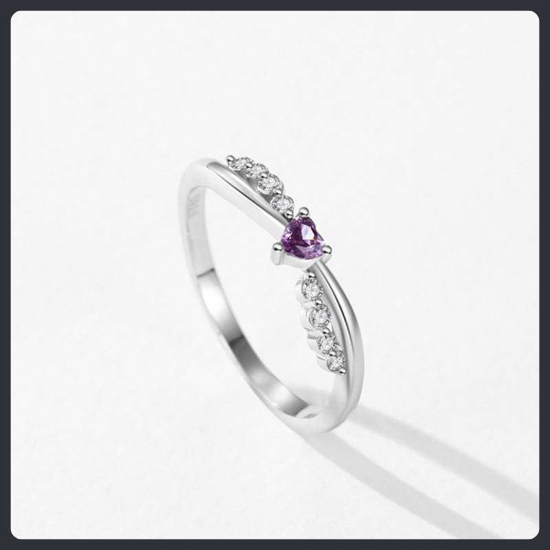 Elegant Purple Heart ZC Ring sterling silver 925 plated 316L Main image