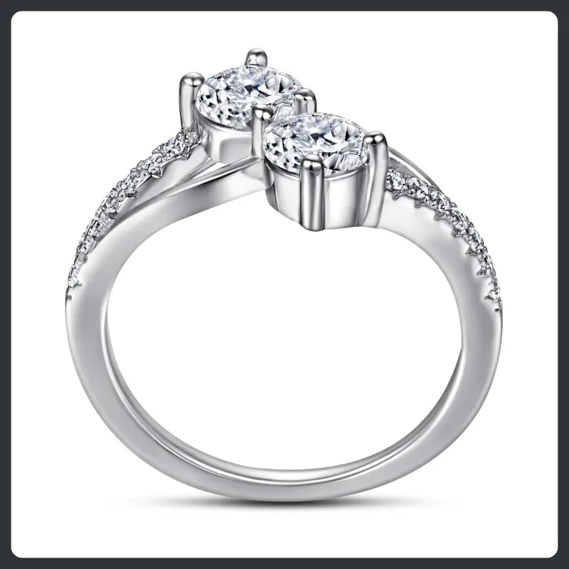 Two Stone ZC Ring silver plated 316L