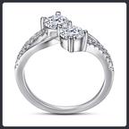 Two Stone ZC Ring sterling silver 925 plated 316L