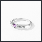 Elegant Purple Heart ZC Ring sterling silver 925 plated 316L