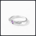 Elegant Purple Heart ZC Ring silver plated 316L