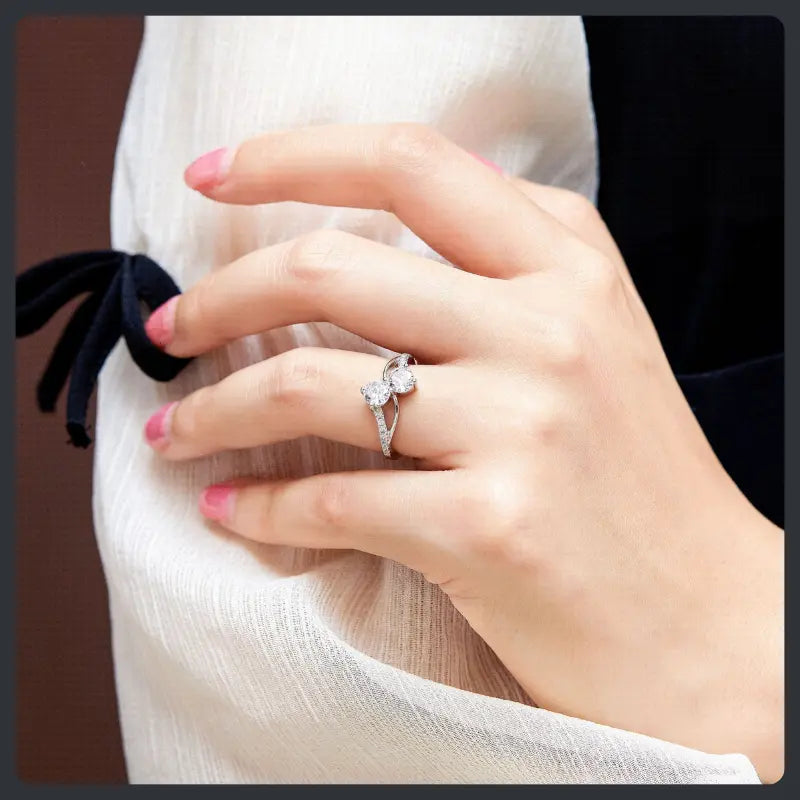 Two Stone ZC Ring silver plated 316L