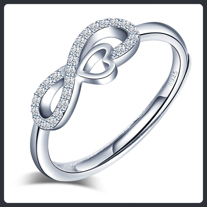 Infinity Heart ZC Ring sterling silver 925 plated 316L