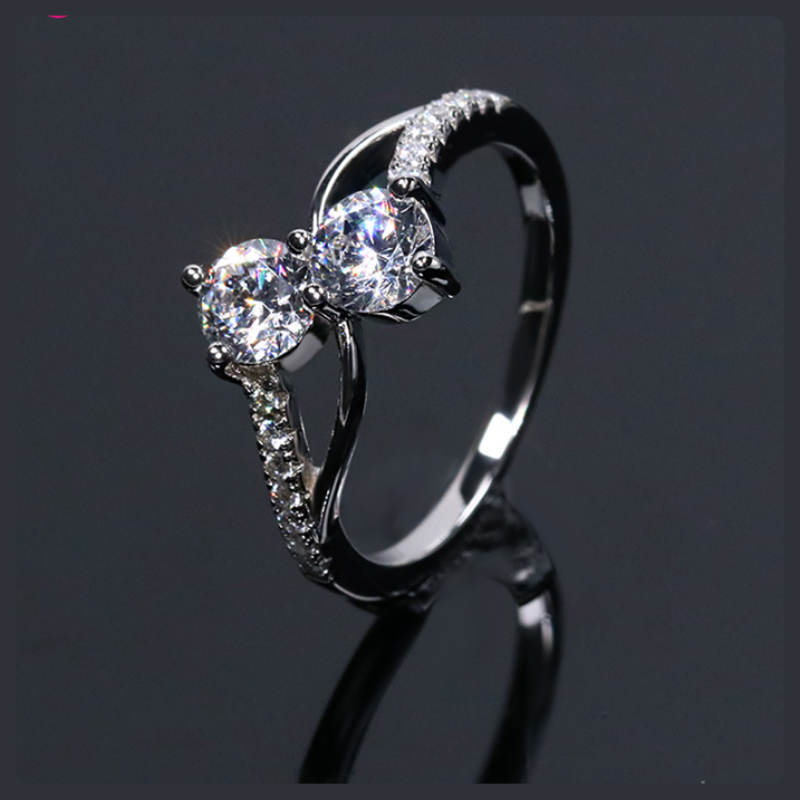 Two Stone ZC Ring sterling silver 925 plated 316L Main image