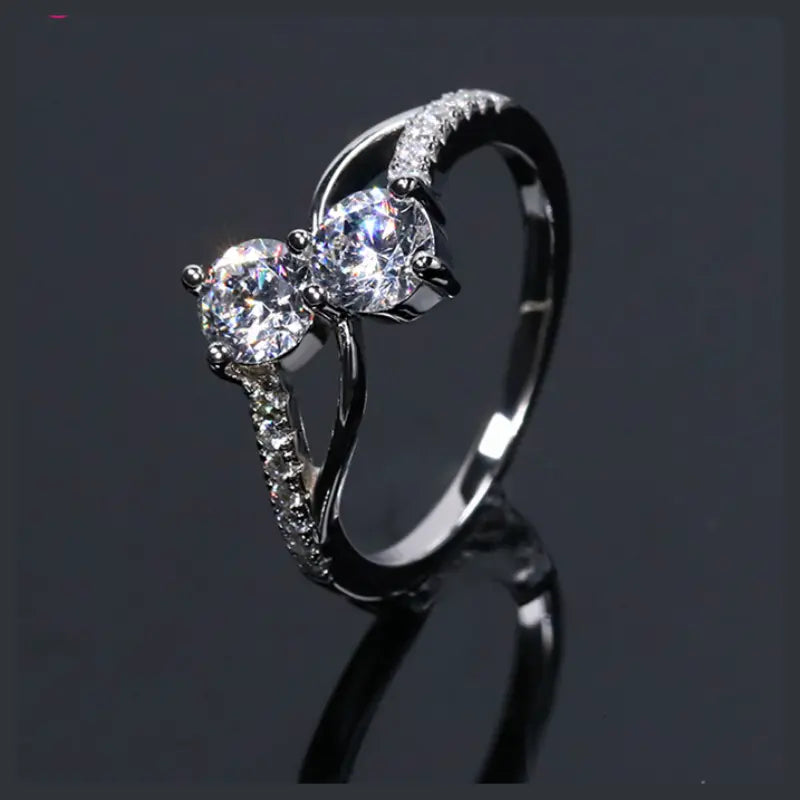 Two Stone ZC Ring silver plated 316L Main image