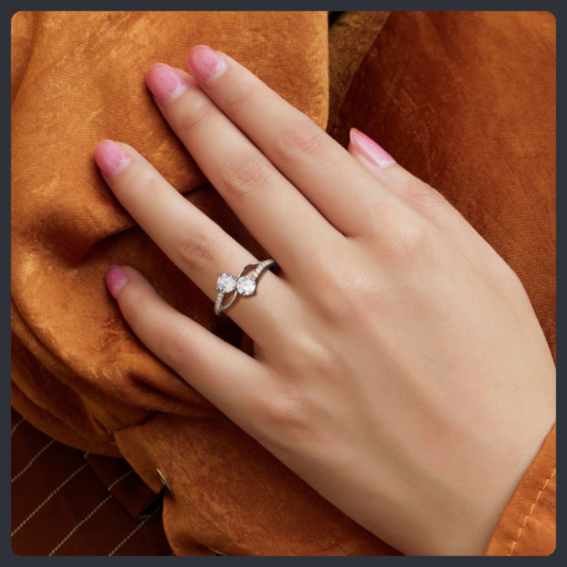 Two Stone ZC Ring sterling silver 925 plated 316L