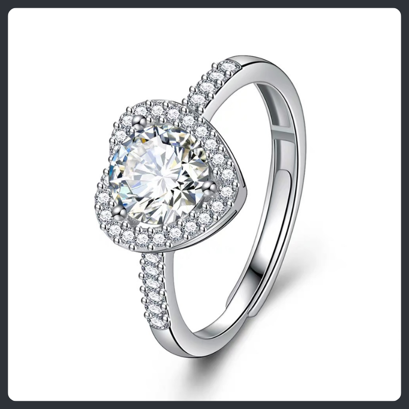 Heart Shaped ZC Ring sterling silver 925 plated 316L