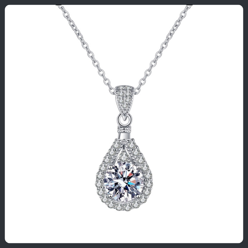 Drop Shape ZC Pendant Necklace sterling silver 925 plated 316L