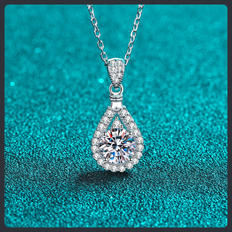 Drop Shape ZC Pendant Necklace sterling silver 925 plated 316L