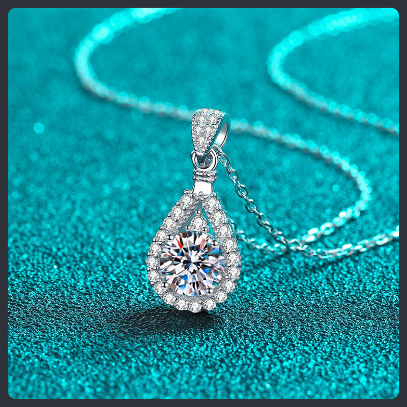 Drop Shape ZC Pendant Necklace sterling silver 925 plated 316L