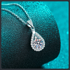 Drop Shape ZC Pendant Necklace sterling silver 925 plated 316L