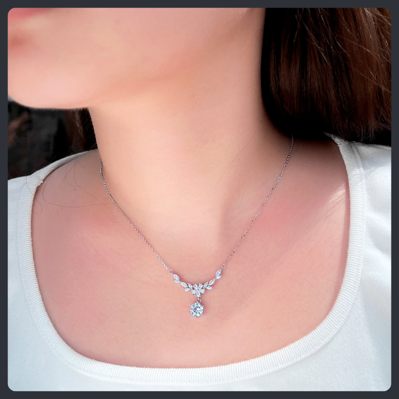 Wheat Ear Flower ZC Necklace sterling silver 925 plated 316L