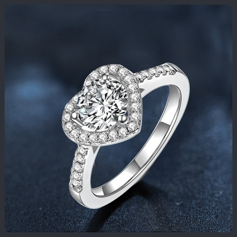 Heart Shaped ZC Ring sterling silver 925 plated 316L
