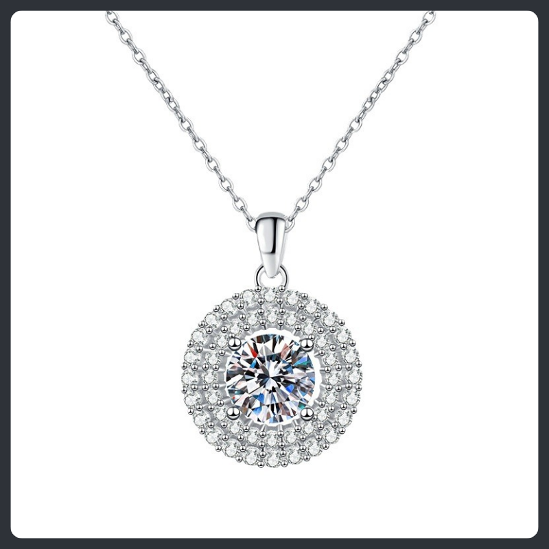 Luxury Round ZC Pendant Necklace sterling silver 925 plated 316L