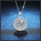 Luxury Round ZC Pendant Necklace sterling silver 925 plated 316L