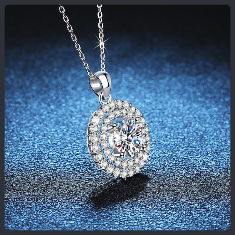 Luxury Round ZC Pendant Necklace sterling silver 925 plated 316L