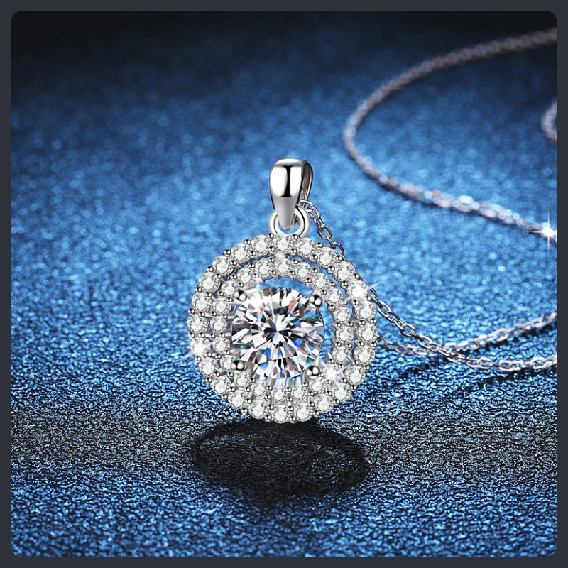 Luxury Round ZC Pendant Necklace sterling silver 925 plated 316L