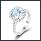 Blue Cushion ZC Ring sterling silver 925 plated 316L