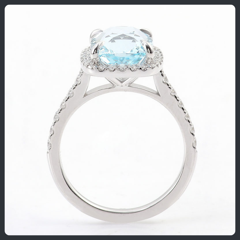 Blue Cushion ZC Ring sterling silver 925 plated 316L