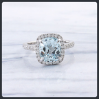 Blue Cushion ZC Ring sterling silver 925 plated 316L