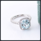 Blue Cushion ZC Ring sterling silver 925 plated 316L