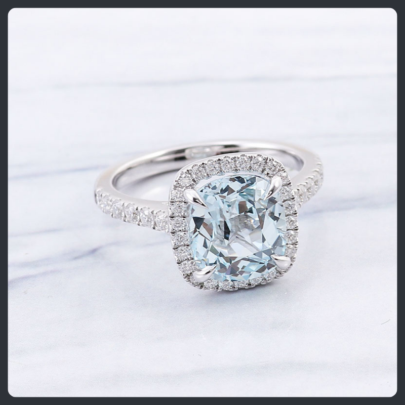 Blue Cushion ZC Ring sterling silver 925 plated 316L