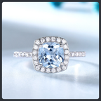 Blue Cushion ZC Ring sterling silver 925 plated 316L