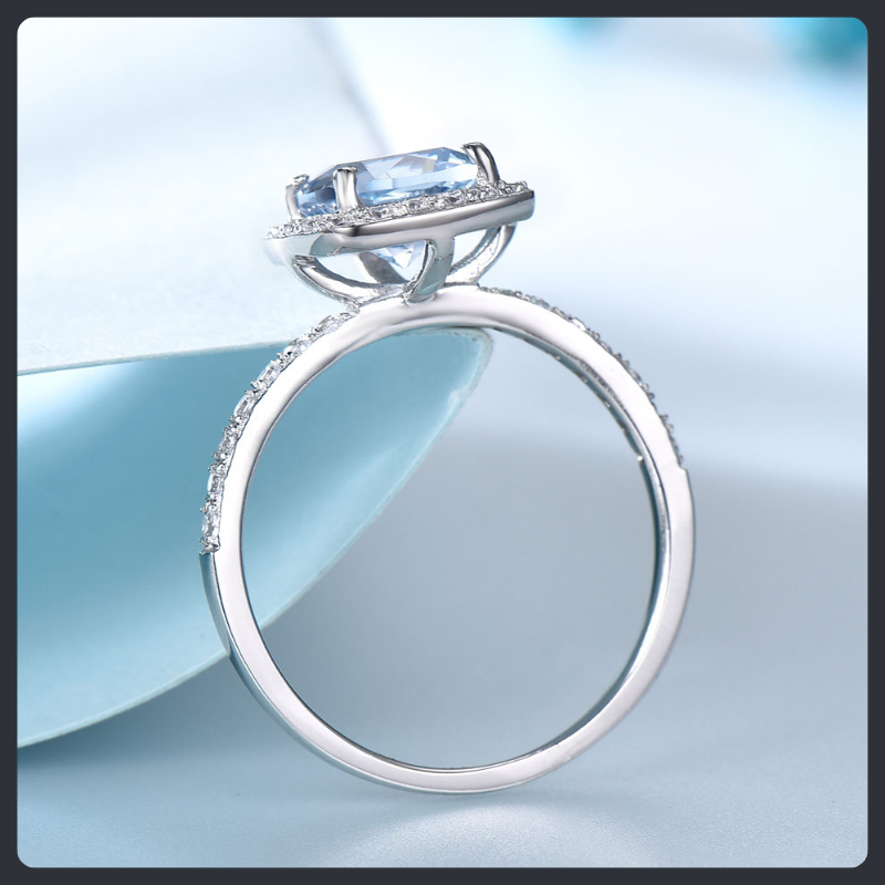 Blue Cushion ZC Ring sterling silver 925 plated 316L