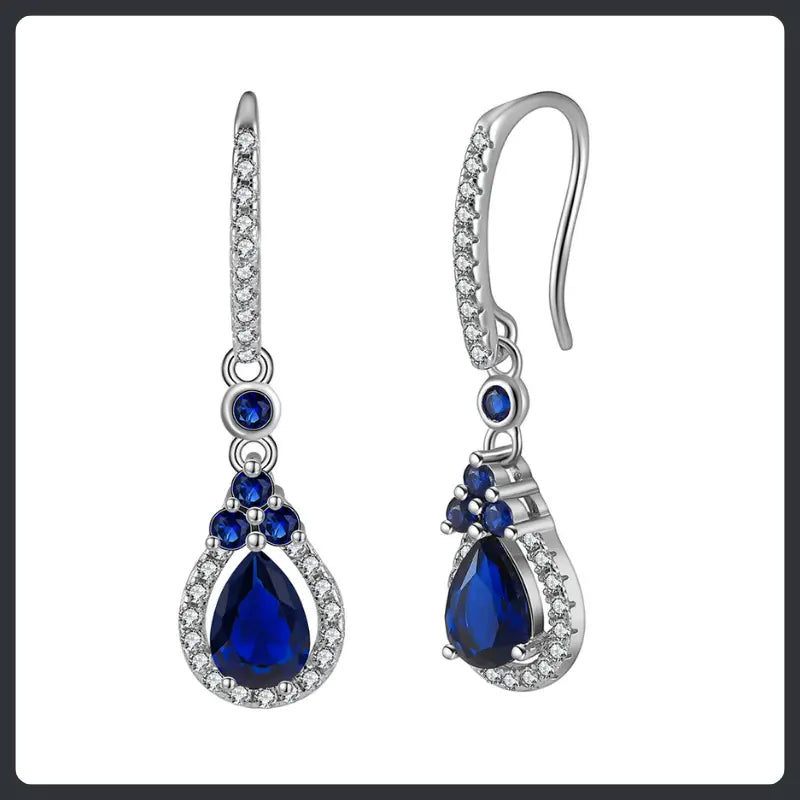 Silver Plated 316L Tear Drop Earrings with ZC Sparkle