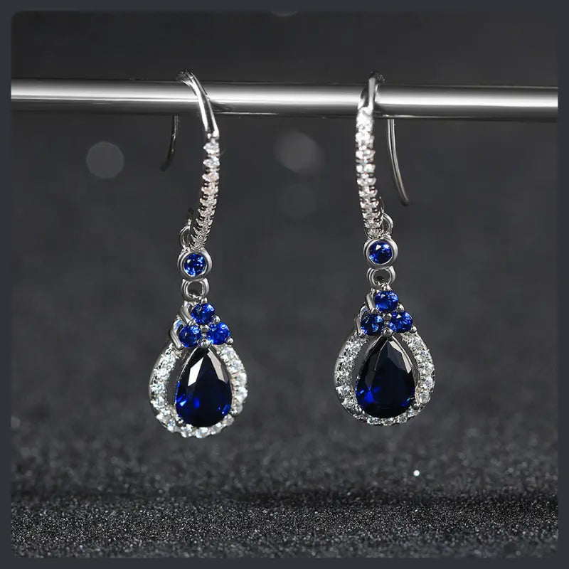Silver Plated 316L Tear Drop Earrings with ZC Sparkle