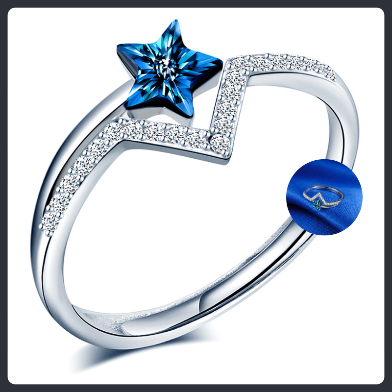 Adjustable Star ZC Ring sterling silver 925 plated 316L