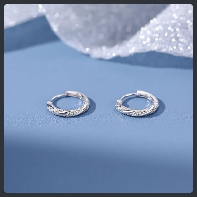 Silver Plated 316L Spiral Winding Earrings with ZC Micro‑Inlay