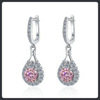 Classic Pink Drop ZC Dangle Earrings sterling silver 925 plated 316L