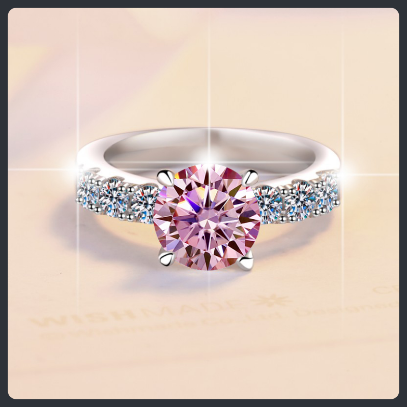 Pink Colored ZC Statement Ring sterling silver 925 plated 316L Main image