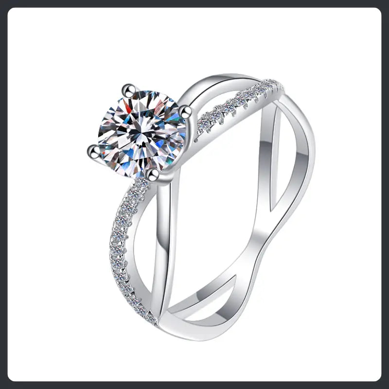 Custom Adjustable ZC Engagement Ring silver plated 316L