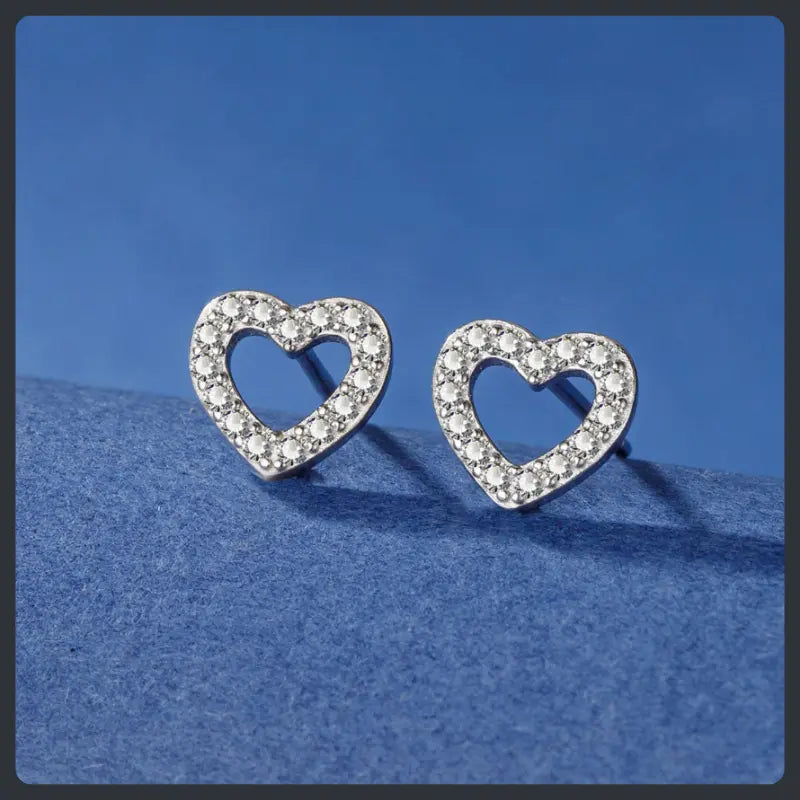 Silver Plated 316L Sweet Heart Stud Earrings with ZC Accent Main image